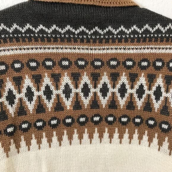 White Ram Vintage 70s Men's Cardigan Sweater M The Dude Geometric Wool Blend - Picture 8 of 11